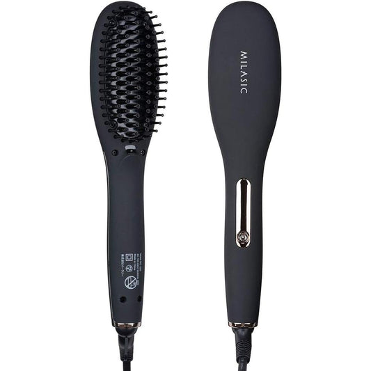 MILASIC NC-HRIN Brush Type Hair Iron, 8 Temperature Adjustable, Professional Straight, Hair Heating Brush, Hot Brush, Miracic, Black