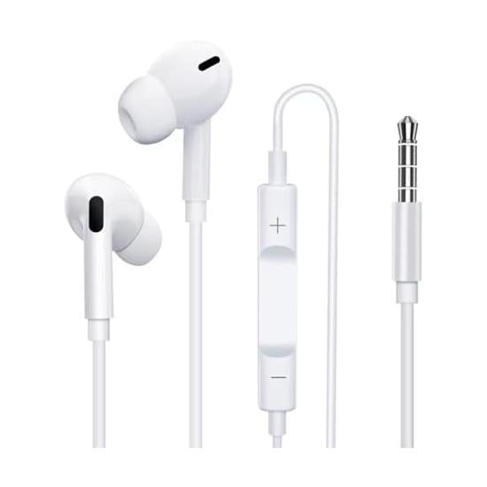 Earphones Wired Headphones 3.5mm Stereo Mini Plug In-Ear Headphones with Mic Speaker Telework for Android