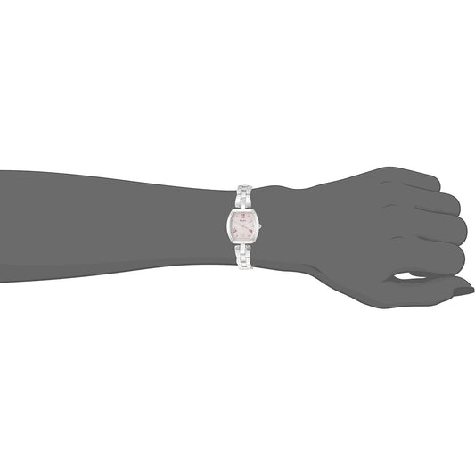 Seiko Watch SWFH097 Selection Solar Radio Wave Tonneau Shape Light Pink Dial Women's Silver, Dial Color - Pink, Solar Radio Tonneau Watch with Light Pink Dial with Swarovski®