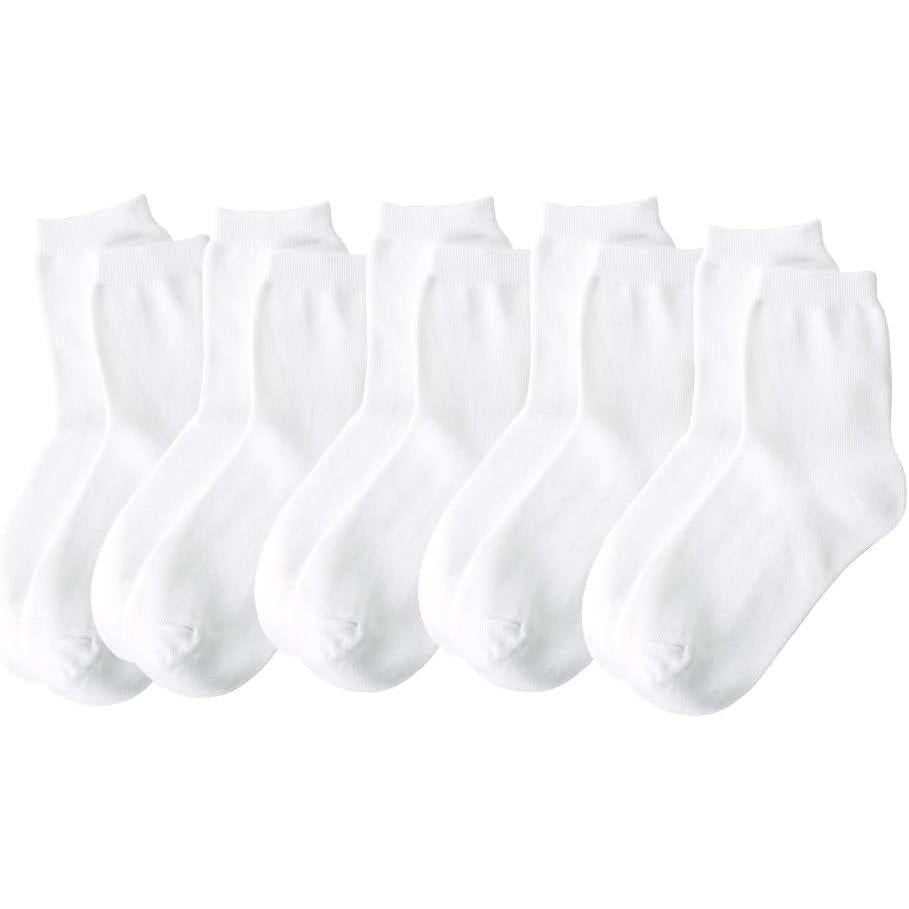 Nursery 9000503A Nurse Socks, Value Set of 5, Crew Length, School Socks, Women's, Size 23-25, White (5 Pairs)