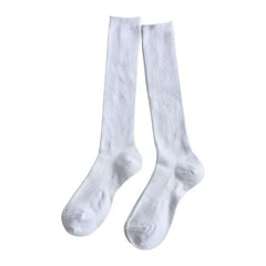 High Socks, Girls, White, Women's, Ribbed, School Socks, Boys, 9.1 - 9.8 inches (23 - 25 cm), Made in Japan, Length 14.2 inches (36 cm), Set of 2 Pairs