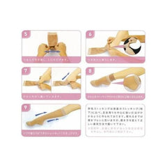 Medical Elastic Stockings rekkusufitto Thin Socks Toe Free Low Pressure Large Light Beige 1023