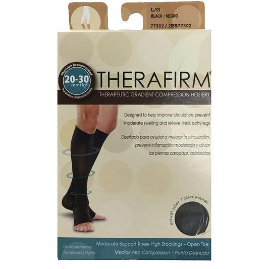 Therafurm Medical Elastic Stockings, Promotes Blood Circulation in Lower Leg Veins, Therafarm, High Socks, Toeless, 0.8 - 1.2 inches (20 - 30 mm) Hg (27 hPa-40 hPa) Moderate Support, Knee High Stockings (Unisex) (XXXL, Black)