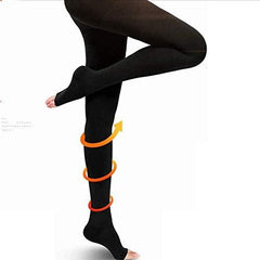 Medical Elastic Stockings Elastic Stockings Ankle Compression 20-30mmHg Medical Thin Stockings Stockings Medical Compression Socks Professional Open Toe (Black, L)