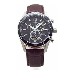 Eco Drive Chronograph Solar Chrono Brown Genuine Leather Belt with Replacement Belt Black Dial Domestic Product Number VO10-6742F BR Parallel Import