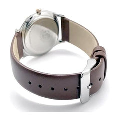 BJ6484-50A/LBR Men's Thin Slim Solar Photovoltaic Solar Powered Genuine Leather Belt with Replacement Belt, Silver