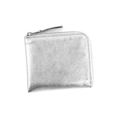 Men's SA3100G Metallic Leather L-shaped Zipper Mini Wallet Bean Wallet Card Case Coin Purse Co Compact SILVER/Silver Parallel Import