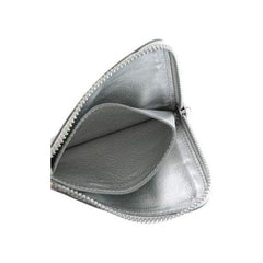 Men's SA3100G Metallic Leather L-shaped Zipper Mini Wallet Bean Wallet Card Case Coin Purse Co Compact SILVER/Silver Parallel Import