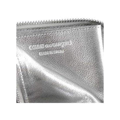 Men's SA3100G Metallic Leather L-shaped Zipper Mini Wallet Bean Wallet Card Case Coin Purse Co Compact SILVER/Silver Parallel Import