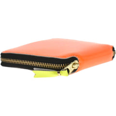 SUPER FLUO SA2100SF Bifold Wallet with Round Zipper, Genuine Leather, Men's, Women's, Light Orange