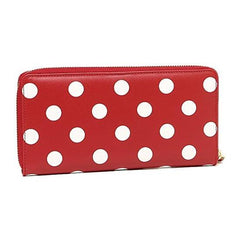 GONGZHU Comme des Garcons SA0110PD Women's Wallet, Round Zipper, Long Wallet, Polka Dot, 55.1 inches (140 cm), red