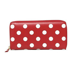 GONGZHU Comme des Garcons SA0110PD Women's Wallet, Round Zipper, Long Wallet, Polka Dot, 55.1 inches (140 cm), red