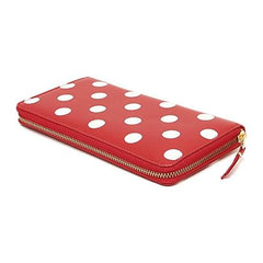 GONGZHU Comme des Garcons SA0110PD Women's Wallet, Round Zipper, Long Wallet, Polka Dot, 55.1 inches (140 cm), red