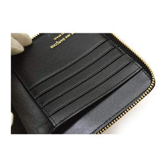 ecg20w004 SA2100 Round Zipper Bifold Wallet, Solid Leather, Black