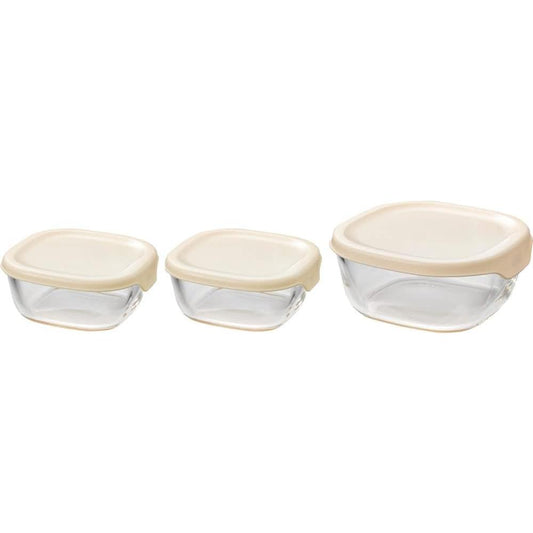 HARIO Heat-resistant Glass Storage Container Made in Japan White KST-2012-OW 3 pieces