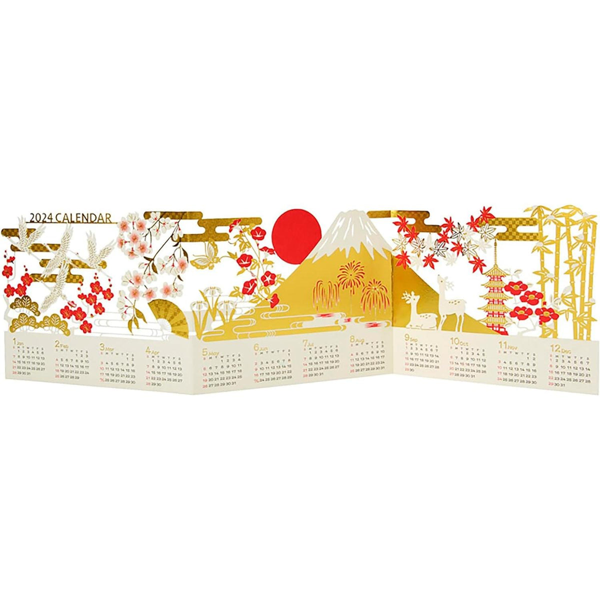 Sanrio JXJ 22-3 SANRIO 521736 Japanese Style Christmas Card Message Card Laser Cut Laser Cut Gold and Red Calendar Greeting Card International Shipping Available