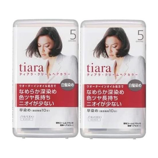 Tiara Quasi-drug Cream Hair Color 5, Natural Chestnut, Set of 2