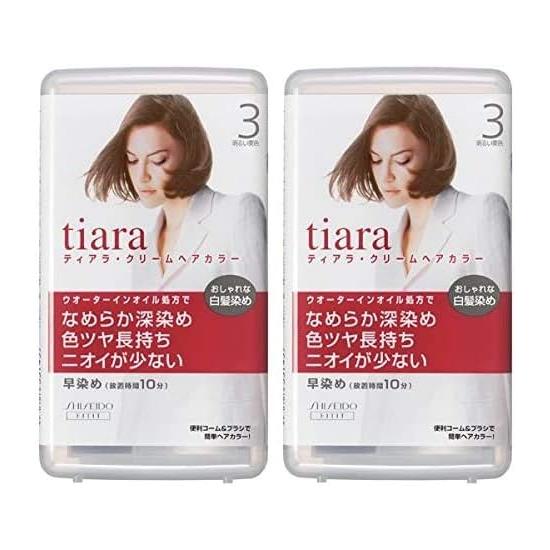 Tiara Quasi-drug Cream Hair Color 3, Bright Chestnut, Set of 2