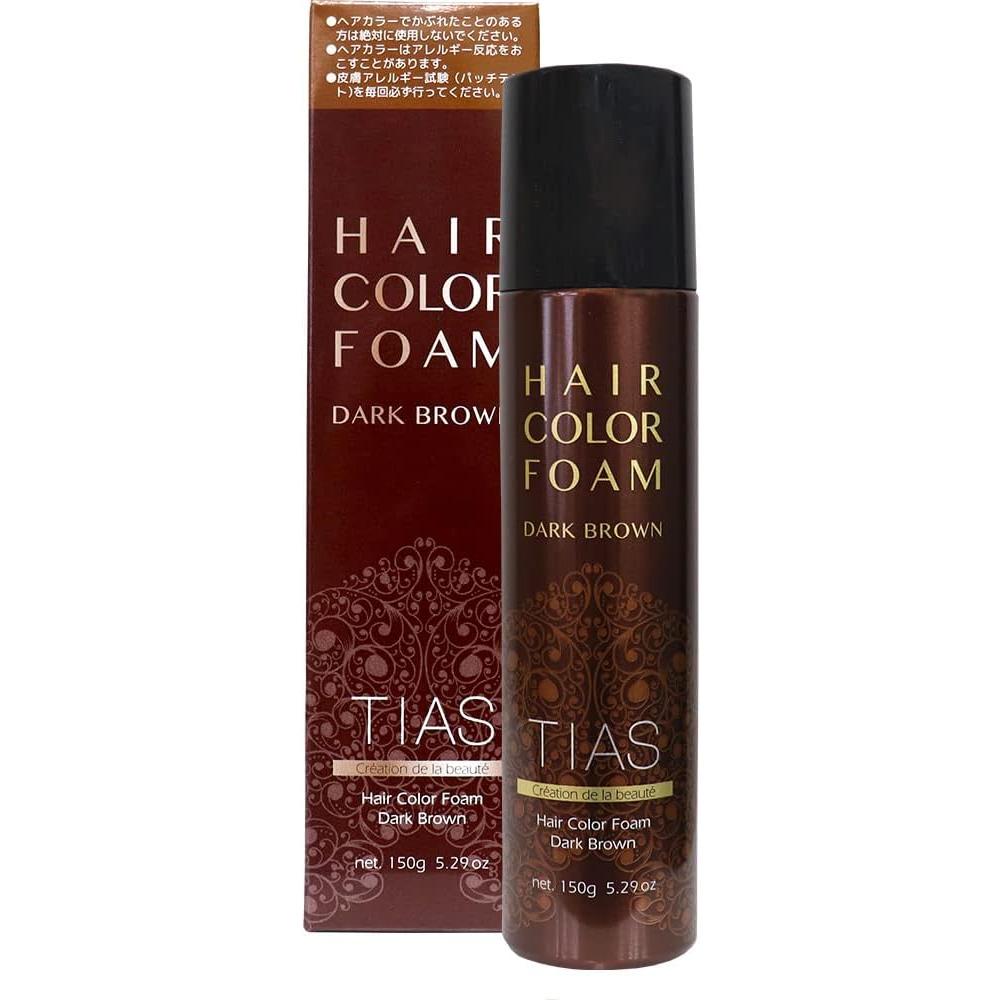 TIAS Hair Dye, Hair Color, Foam, Easy to Dye with Foam, 5.3 oz (150 g), 1 Formula, Quasi-drug, Dark Brown