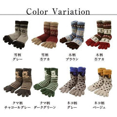 Mokomoko 5-finger socks made by Tebukuroya-san One size fits most