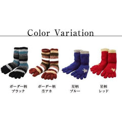 Mokomoko 5-finger socks made by Tebukuroya-san One size fits most