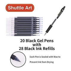 Shuttle Art Gel Ballpoint Pen Gel Pen Ink BLACK KNOCK TYPE 0.7mm 20pcs 28 Replacement Core 48 Pack Includes quick-drying clips notebook Illustration Graph Sketch FOR BUSINESS WRITING IMPLEMENT