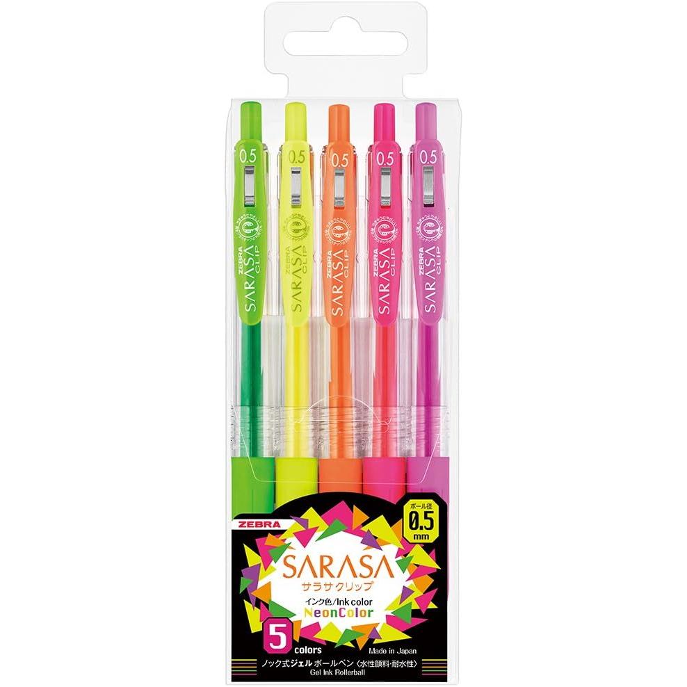 Zebra Gel Ballpoint Pen Sarasa Clip 0.5 Neon 5 Colors JJ15-5C-NO