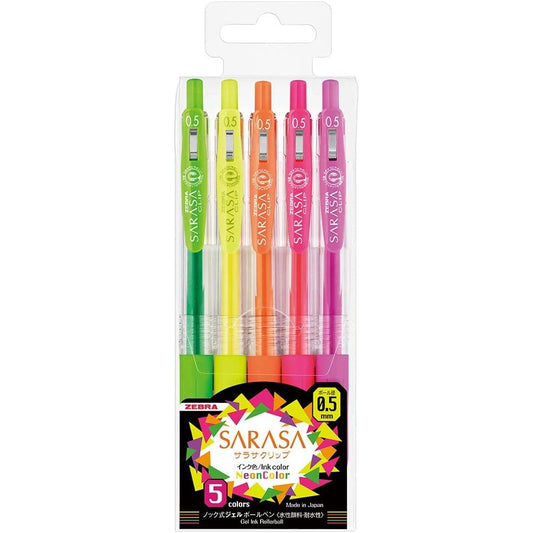 Zebra Gel Ballpoint Pen Sarasa Clip 0.5 Neon 5 Colors JJ15-5C-NO