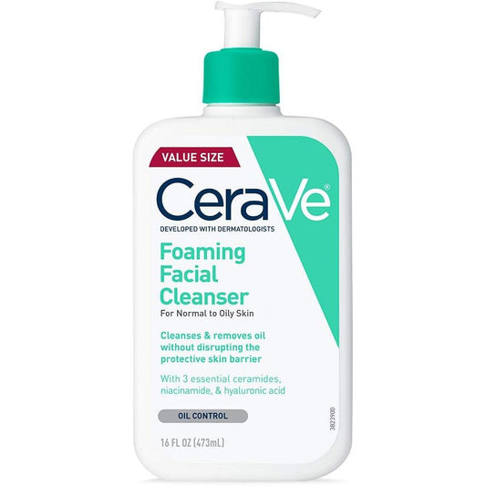 CeraVe Seravi Foaming Facial Cleanser 16.5 fl oz (473 ml) Daily Face Washing, Normal to Oily Skin