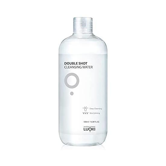 Luoki Double Shot Cleansing Water Sensitive Skin Unscented No Irritation Cleansing Makeup Remover W Face Wash Necessary Eyelash Compatible Korean Cosmetics (16.9 fl oz (500 ml) (1 Bottle)