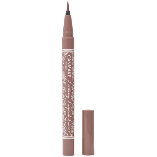 Canmake Lasting Liquid Liner, 08, Brown Maronge, 0.5 ml, Liquid Eyeliner, Extra Fine Brush, Quick Drying, Hot Water Off