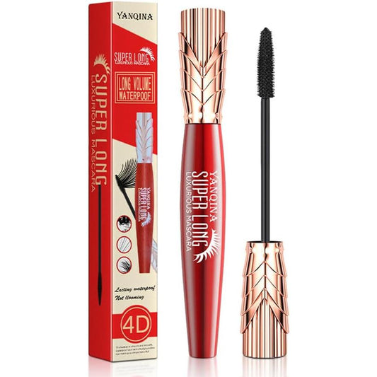 YANQINA Crown Long Mascara 4D Water Resistant Sweat Resistant Long Lasting Waterproof Curl Daily Silk Fiber Mascara 10ml