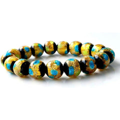 Glow Fluffy Glass Yellow Blue MIX 12mm Bracelet Dragonfly Blue Yellow Okinawa Souvenir