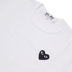 PLAY COMME des GARCONS MENS BLACK HEART WAPPEN LS TEE Long Sleeve T-shirt WHITE, white