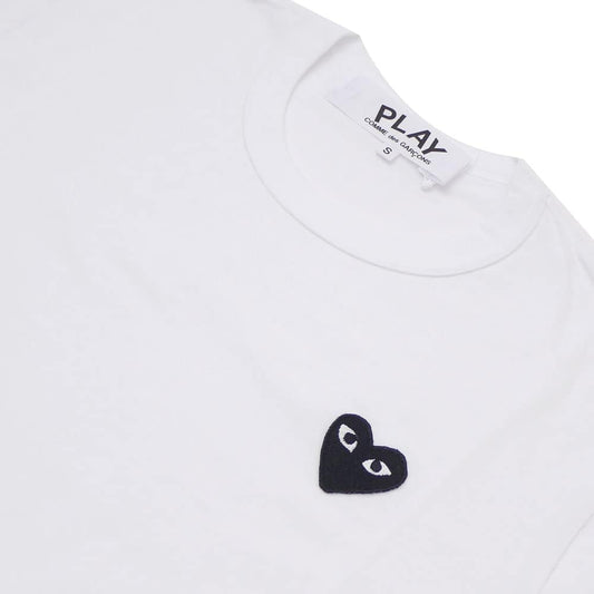 PLAY COMME des GARCONS MENS BLACK HEART WAPPEN LS TEE Long Sleeve T-shirt WHITE