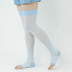 RIZAP Compression Socks, Cool Type, For Summer, Room Socks, Over Knee Length, Made in Japan, BU-Blue