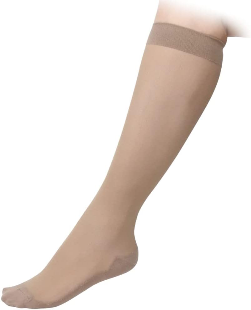 9745PW Stocking Socks, Thin, High Socks Length, Bare Texture, Green, Ochre (81)