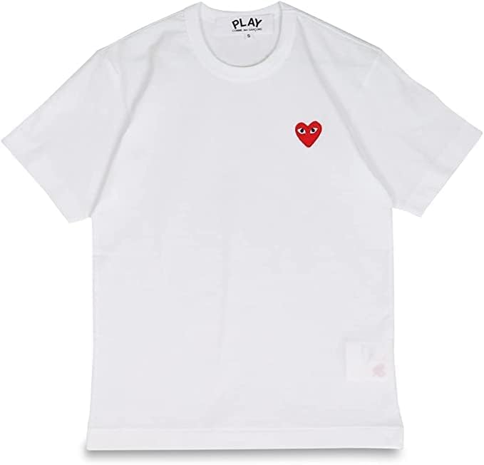 Play Comme de Garson T107 Women's T-Shirt, Short Sleeve, Red Heart, Logo, Play COMME des GARCONS RED HEART PLAY T-SHIRT