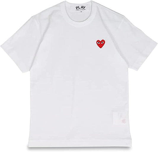 Play Comme de Garson T107 Women's T-Shirt, Short Sleeve, Red Heart, Logo, Play COMME des GARCONS RED HEART PLAY T-SHIRT