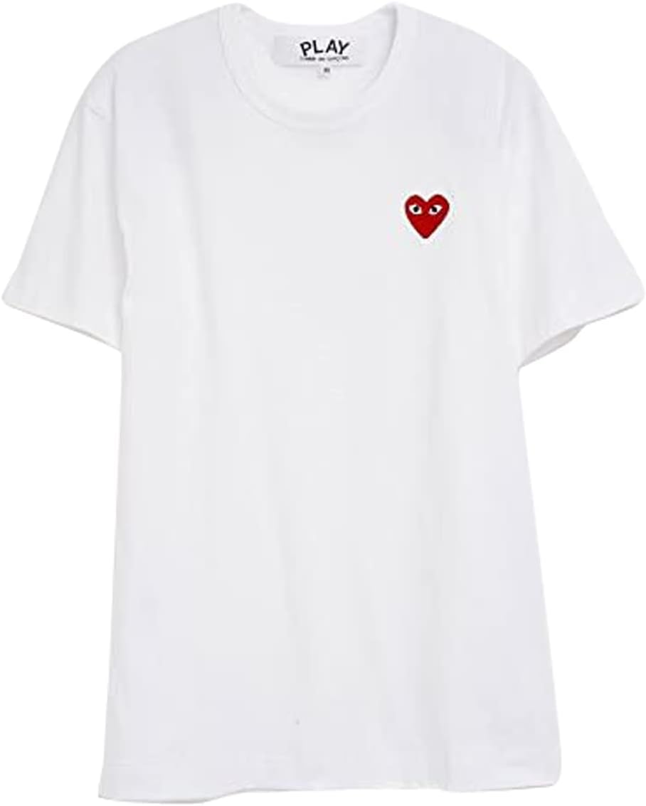 T-Shirt Comme Des Garcons AZ – T108 Play Men's Play Short Sleeve Heart white×red parallel import goods