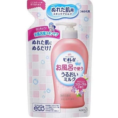 Kao Biore u Bath Moisturizing Milk, Gentle Floral Scent, Refill (6.5 fl oz (250 ml) Refill, For Wet Skin, Body Milk, Moisturizing Milk