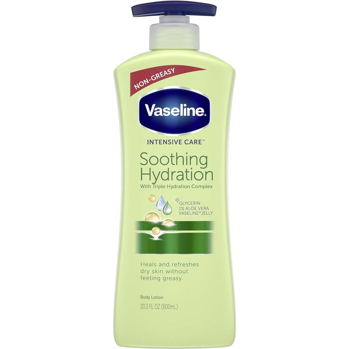 Vaseline Intensive Care Lotion 20.3oz Aloe Soothing Pump (Dry) (600ml) (2 Pack)