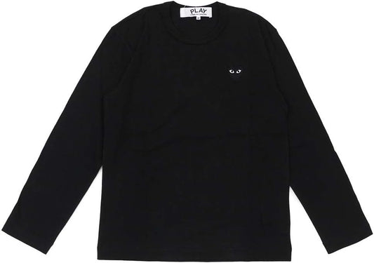 PLAY COMME des GARCONS MENS BLACK HEART WAPPEN LS TEE Long Sleeve T-shirt, Black