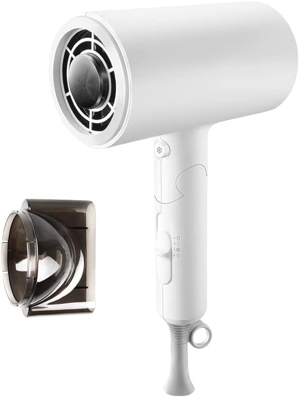 Hair dryer, negative ions, large air volume, quick drying, foldable, 57℃ constant temperature, one-touch switching, 3 stages of cold and hot heat, hair dryer, compact, lightweight, with hook, overheating protection (white)