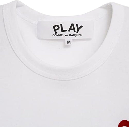 T-Shirt Comme Des Garcons AZ – T108 Play Men's Play Short Sleeve Heart white×red parallel import goods