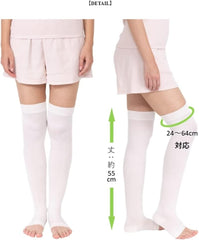 Cocoon Fit Silk Knee-High Socks for Sleeping, off white, 23.0-25.0 cm