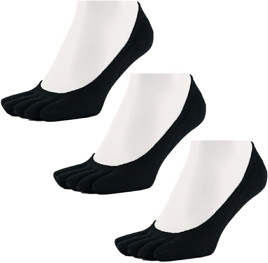 Asuka 5-toe socks, non-slip on the back of the heel, 100% cotton, ankle length, women's