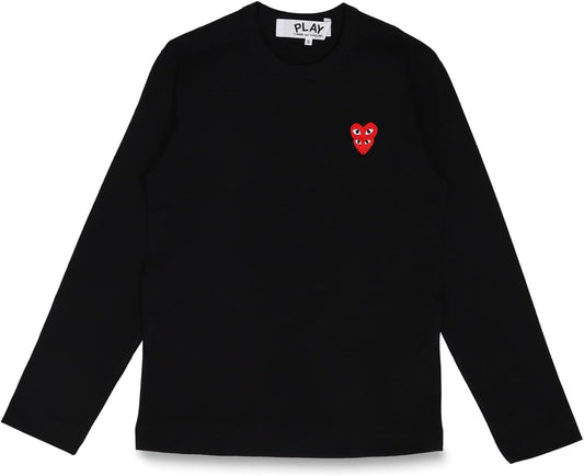 Play Comme des Garcons Long Sleeve T-Shirt, Men's T-Shirt, Long Sleeve, Cut and Sewn, Long T-Shirt, Red Heart, Logo, Play COMME des GARCONS LONG SLEEVE T-SHIRT