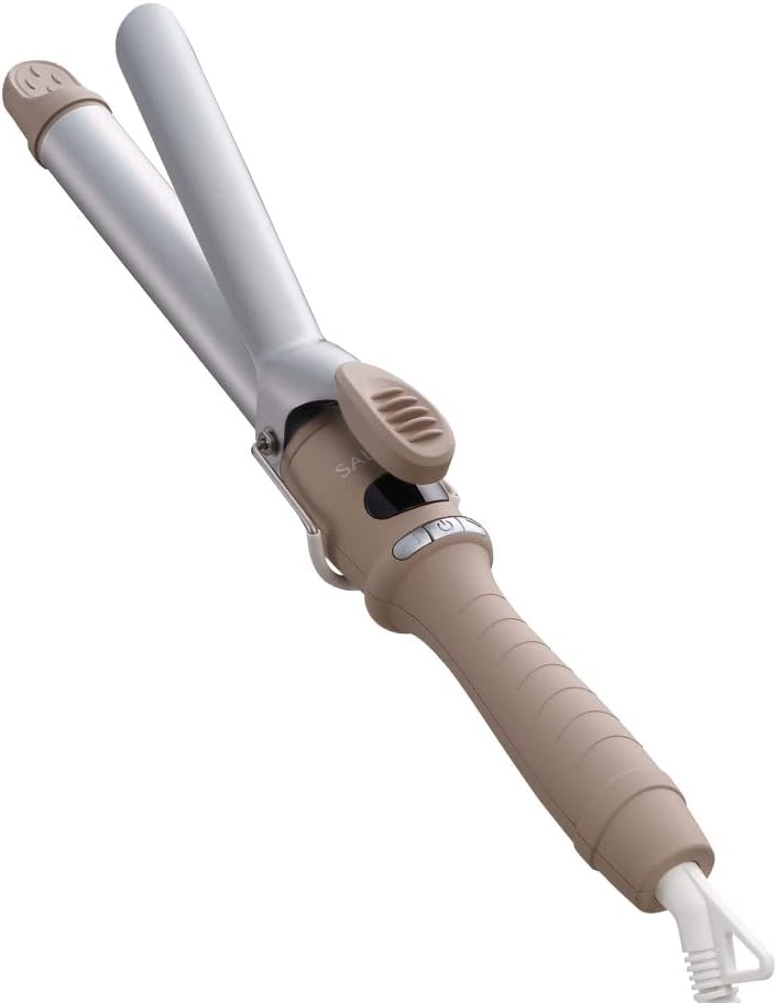 SALONIA SL-008BE Professional Ceramic Curling Iron, Beige, 1.0 inch (25 mm), Works Overseas, 410 F (210 C) Max