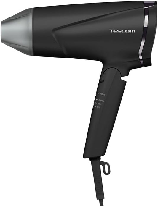 Tescom TD670A-K Hair Dryer, Protected Ion, Folding, Large Airflow, Quick Drying, Cold   Hot Air, Easy Extracting Plug